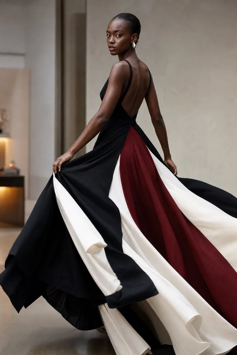 A designer draping fabric mid-motion