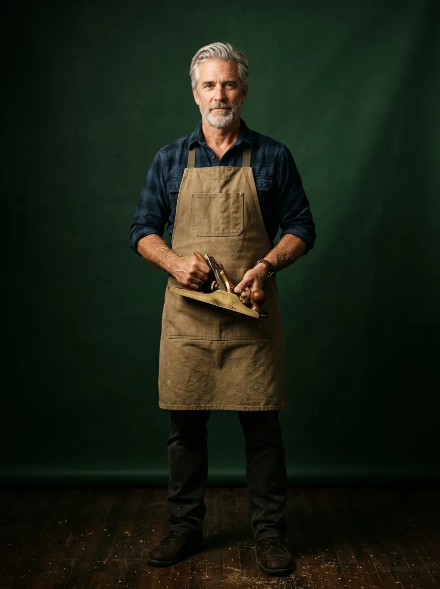 The Furniture Maker holding a hand plane