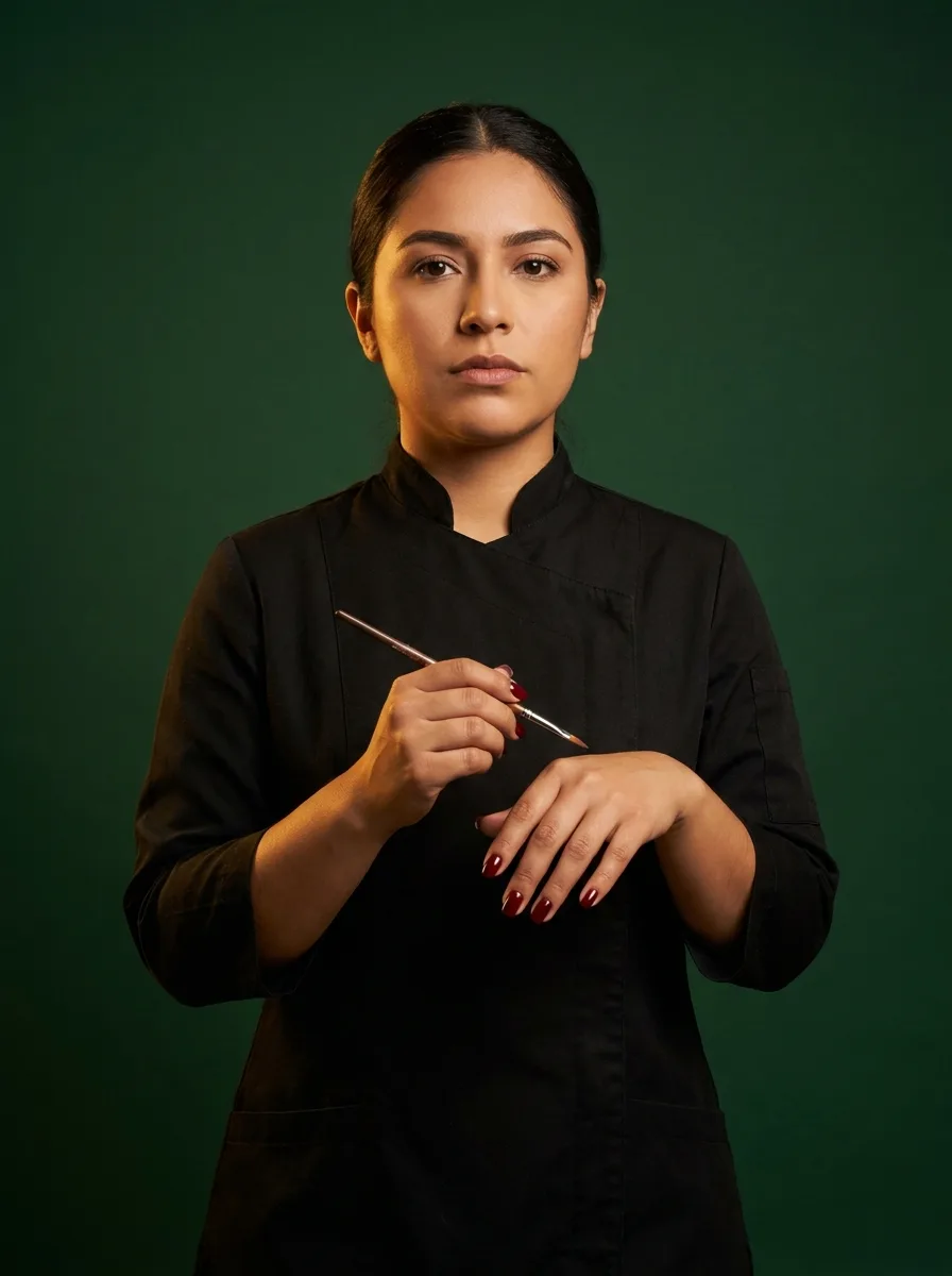 The Nail Artist holding a fine brush