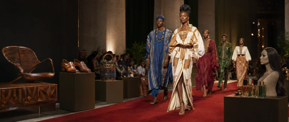 A model on a runway in a made-to-measure look